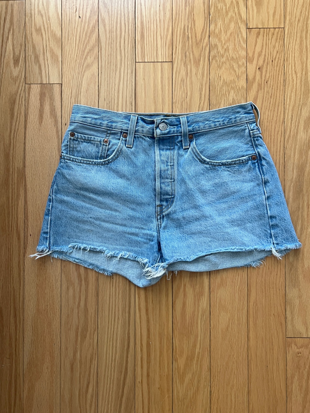 Levi's Light Blue Distressed Denim Cutoff Shorts